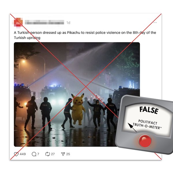 Image of Pikachu in Turkey protests is AI-generated