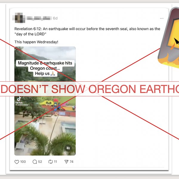 The shaky video on social media does not show an 8.0 magnitude earthquake in Oregon