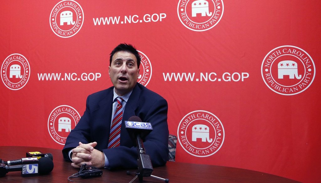 Dallas Woodhouse, executive director of the NC GOP, speaks during a press conference in November 2016.
