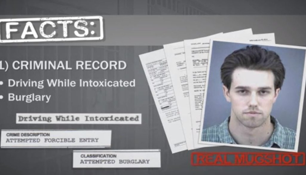 This screen grab comes from a May 2012 TV ad from then-Rep. Silvestre Reyes, D-El Paso, saying challenger Beto O'Rourke had a criminal record (VIMEO video, August 2018).