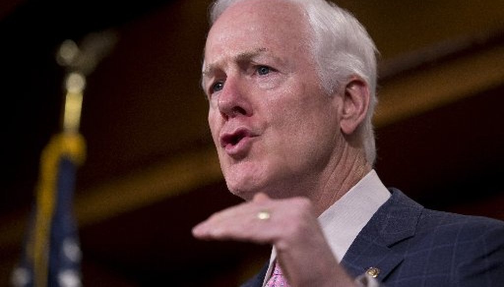 U.S. Sen. John Cornyn, R-Texas, might not have a super-high profile. But he's getting some Truth-O-Meter attention (Associated Press photo, July 2015).