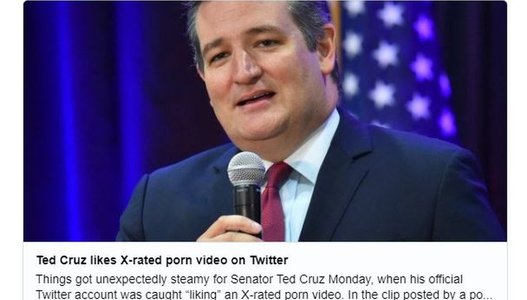 In this September 2017 tweet, the New York Post said Ted Cruz of Texas is a senator who once supported a ban on sex toys.