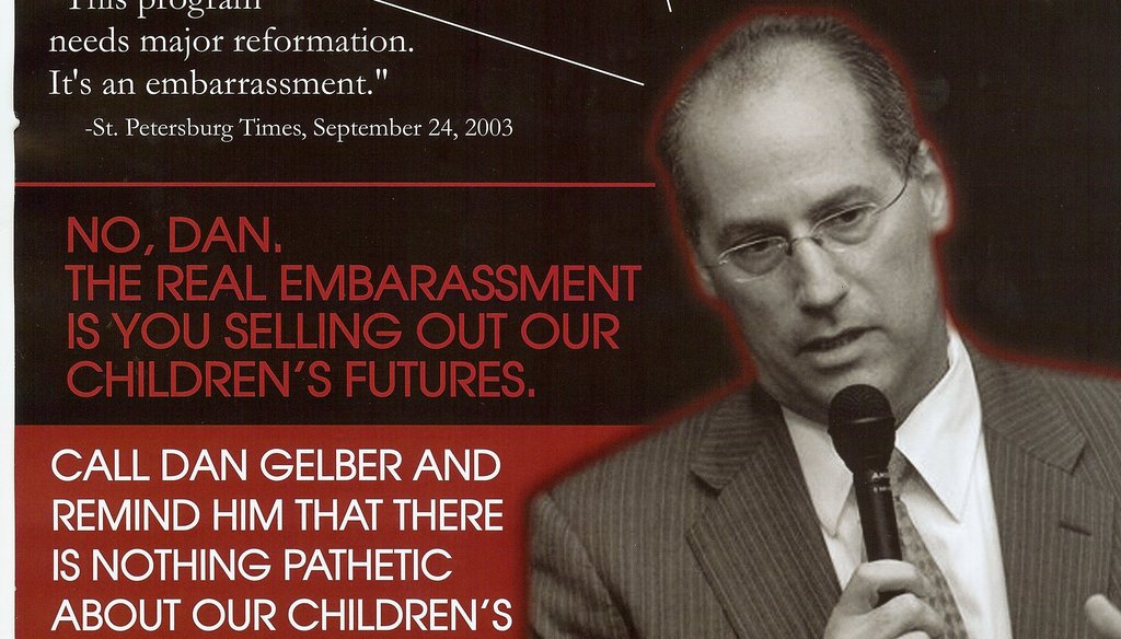 The Committee for Florida's Education produced this mailer calling Democratic attorney general candidate Dan Gelber "toxic for Jewish education."