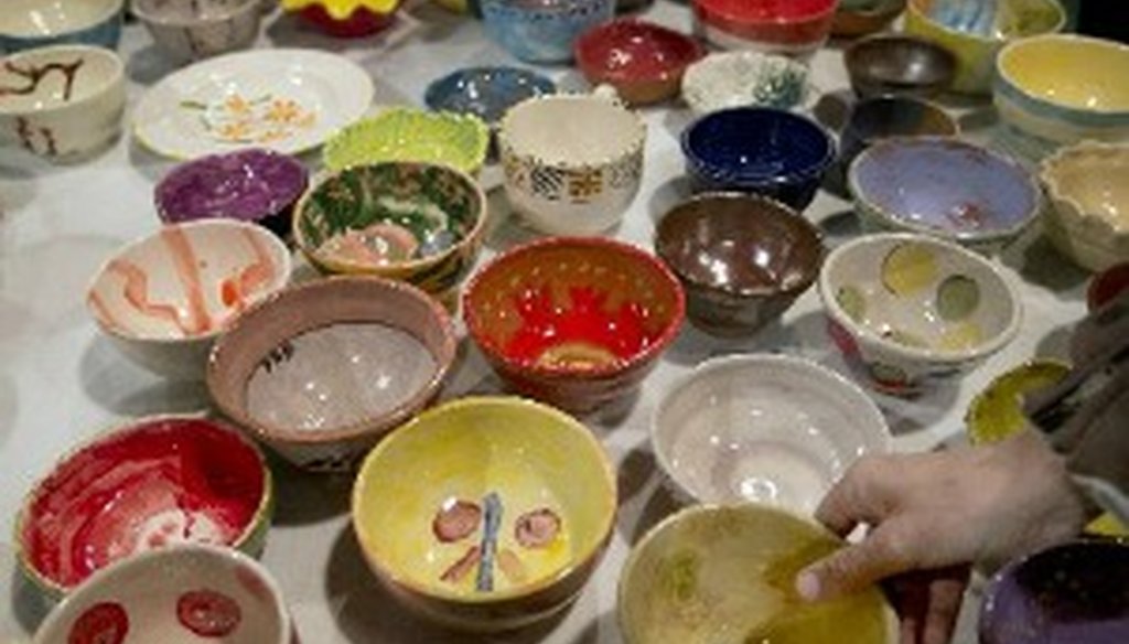 These bowls, part of the Empty Bowl Project held in Austin just before Thanksgiving every year, were made locally. But nearly 20 percent of Austin residents were born abroad (Austin American-Statesman, Deborah Cannon).