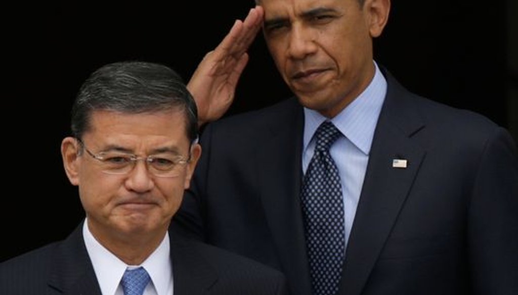 President Barack Obama and Veterans Affairs Secretary Eric Shinseki. (Getty Images)