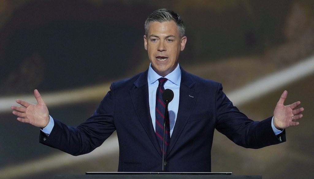 Rep. Jim Banks, R-Ind., speaking during the Republican National Convention, July 16, 2024, in Milwaukee. (AP)