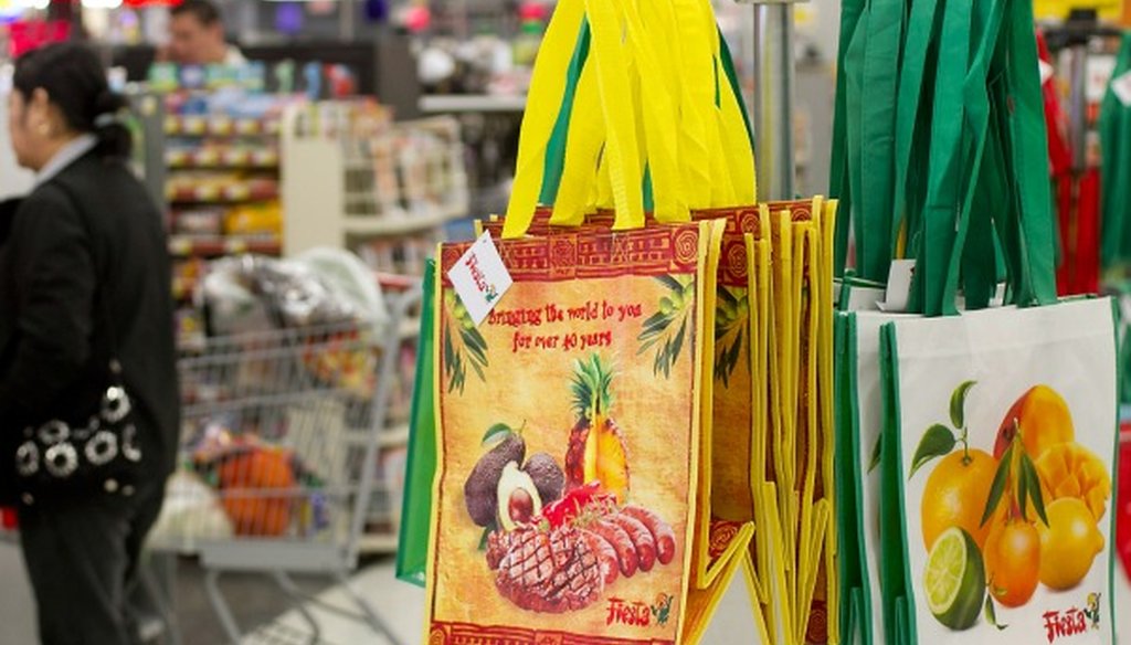 These Texas bags, all reusable, were for sale in Austin in 2013 (Photo, Laura Skelding, Austin American-Statesman).