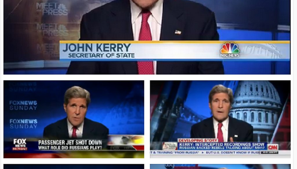 John Kerry appeared on all five major Sunday news shows on July 20, 2014.