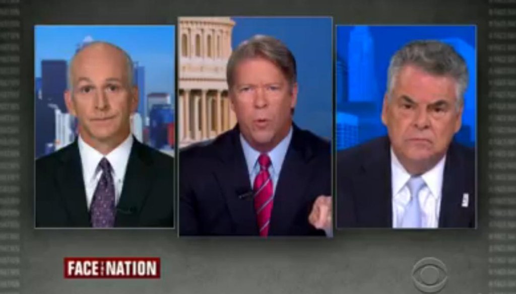 Rep. Peter King, R-N.Y., right, appeared on CBS' "Face the Nation" on Aug. 31, 2014.