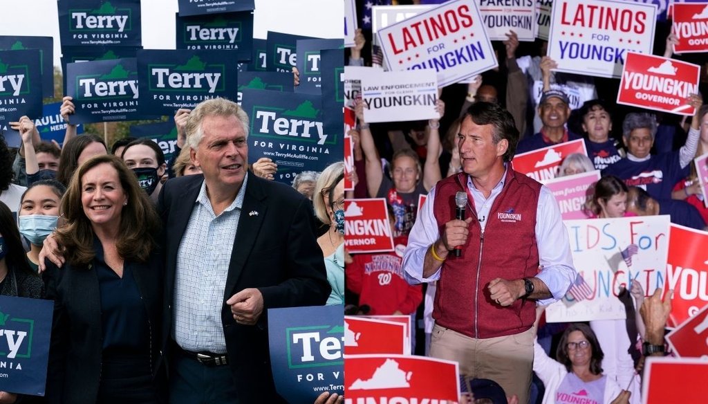 The 2021 Virginia governor's race pits Terry McAuliffe, the Democratic former governor, against Republican entrepreneur Glenn Youngkin.