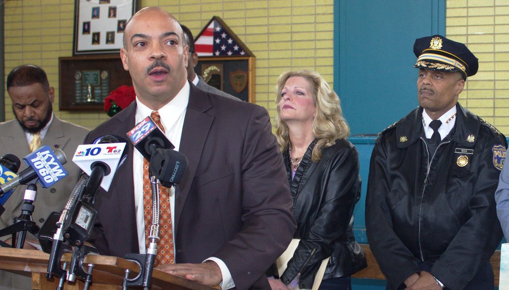 Philadelphia District Attorney Seth Williams speaks during a press conference in 2016. Photo via Philadelphia City Council, licensed via Creative Commons.