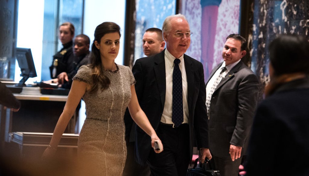 Representative Tom Price at Trump Tower in Manhattan in November. (New York Times photo)