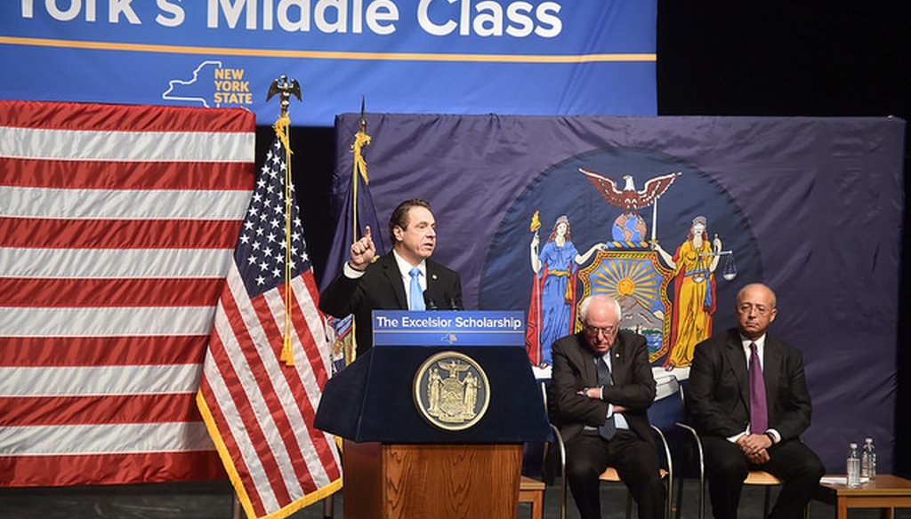 Gov. Andrew M. Cuomo announces a proposal to provide free college tuition for qualifying students at public colleges in New York. (Courtesy: Cuomo's Flickr page)