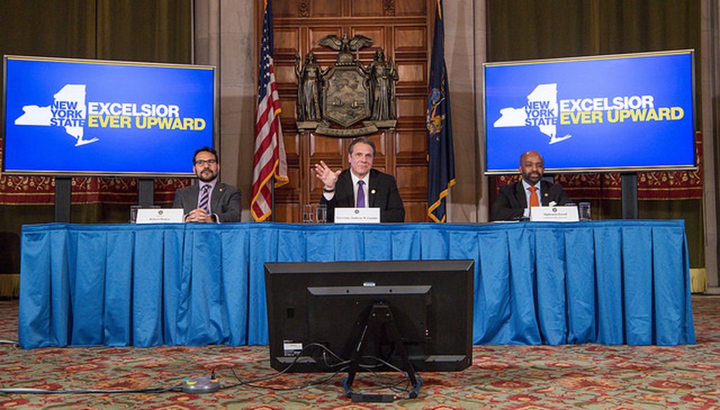 Gov. Andrew M. Cuomo announces a deal on the state budget. (Courtesy: Cuomo's Flickr page)