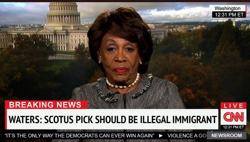A doctored, viral image purporting to show U.S. Rep Maxine Waters discussing the open U.S. Supreme Court seat on CNN 