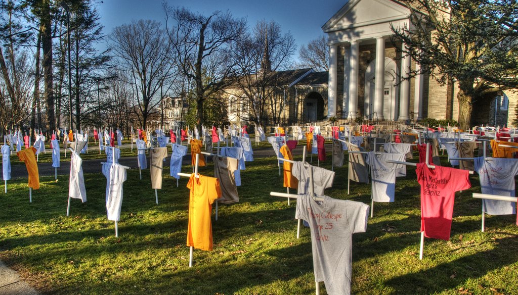 A gun violence for memorial marking each fatality in Philadelphia in 2012. Credit: Cocoabiscuit/Flickr