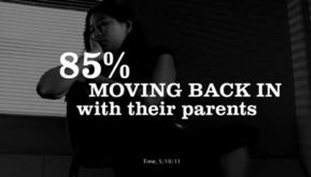 In a recent ad, the Republican-aligned group American Crossroads blamed President Barack Obama for 85 percent of recent college grads having to move home. But long before the ad ran, the media missed multiple opportunities to check the figure's validity.