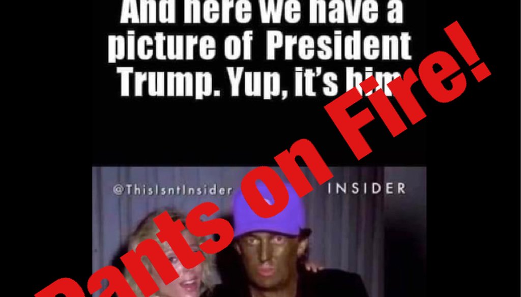 A doctored photo claims to show President Donald Trump in blackface, but it's fake.