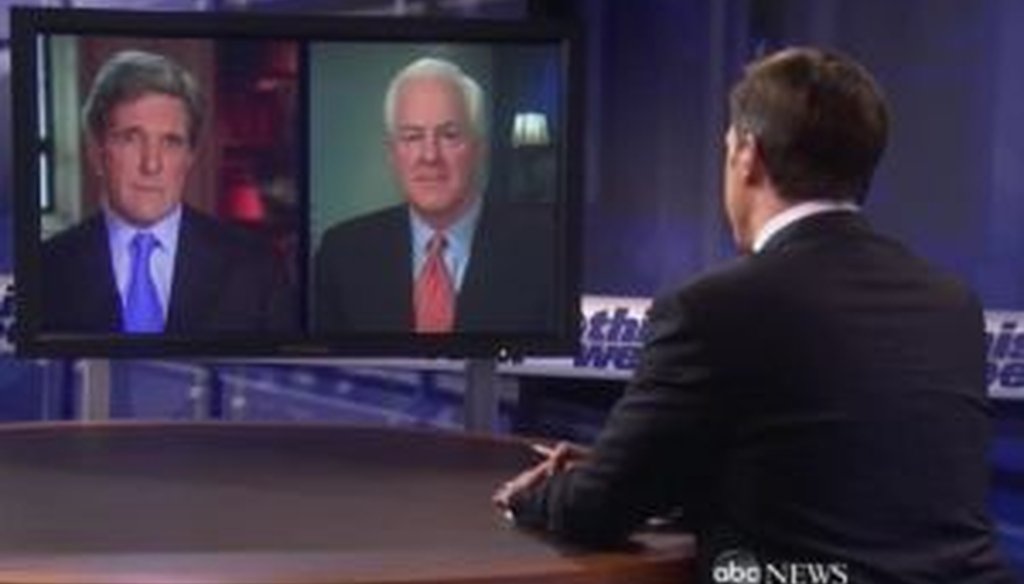 Sens. John Kerry and John Cornyn appeared on Sunday's edition of 'This Week.'