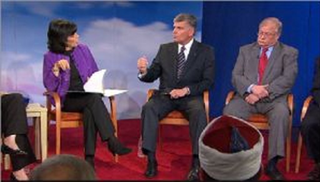 Speaking during an ABC This Week town hall, the Rev. Franklin Graham, center, said that Muslim countries won't allow churches and synagogues to be built. We checked his claim.