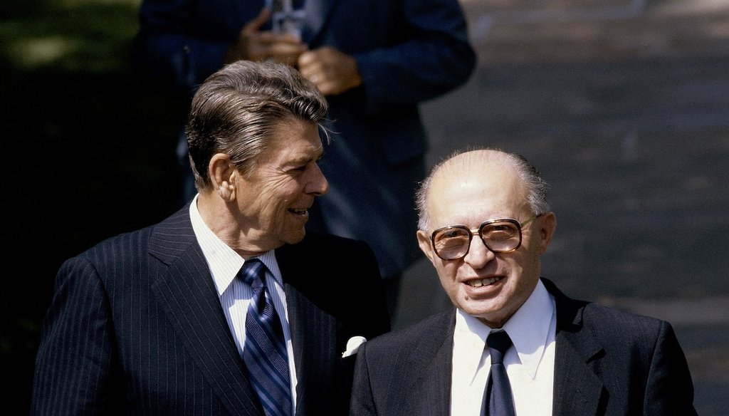 President Ronald Reagan, left, and Israeli Prime Minister Menachem Begin in 1981. (AP)