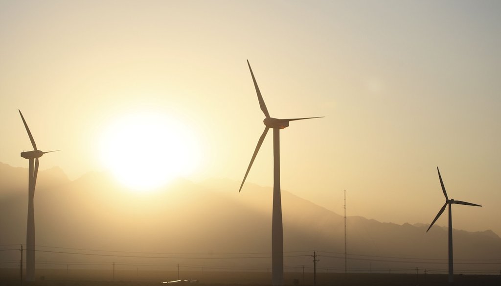 Wind turbines at the Da Bancheng Wind Farm in Xinjiang, China, in 2009. (AP)