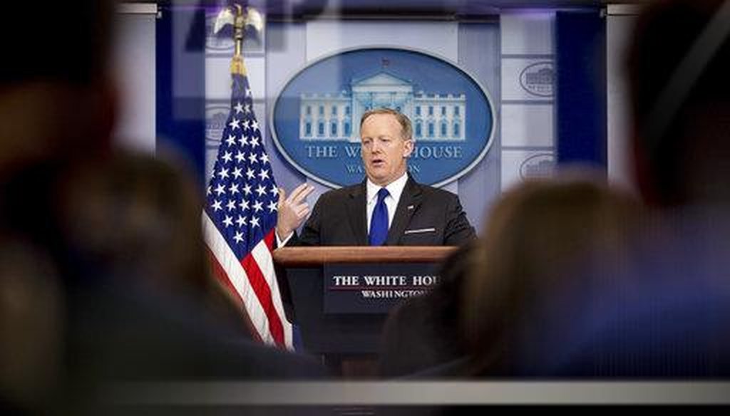 White House Press Secretary Sean Spicer fields reporter's questions during a press briefing / Credit: Associated Press