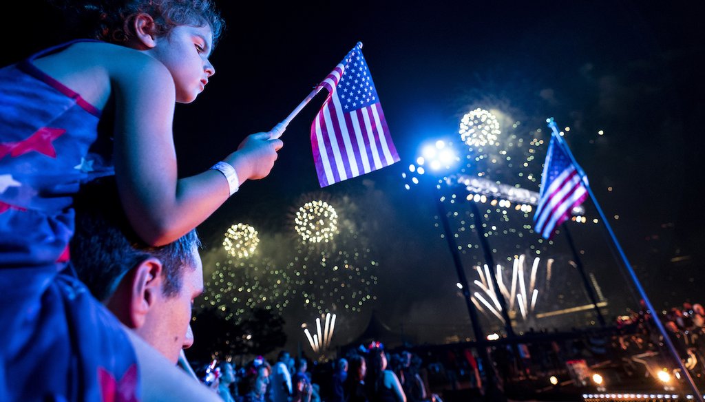 Spectators watch from the Queens borough of New York as fireworks are launched during the Macy’s 4th of July Fireworks show, July 4, 2021. (AP)