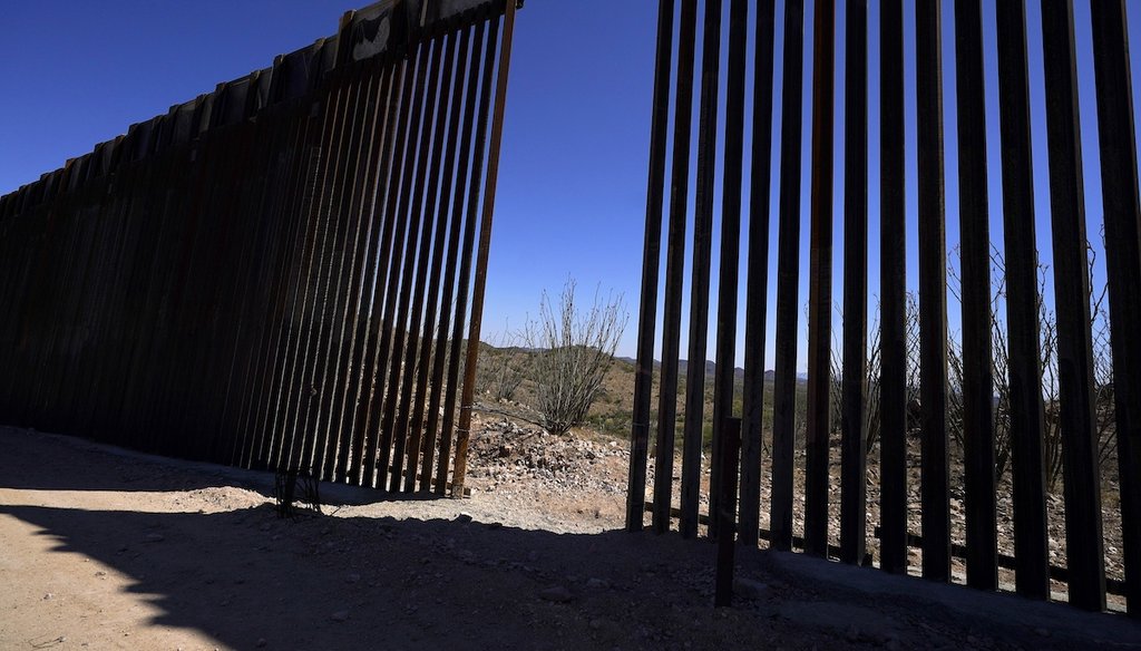 A small gap appears in the unfinished border wall May 19, 2021, near Sasabe, Ariz. (AP)