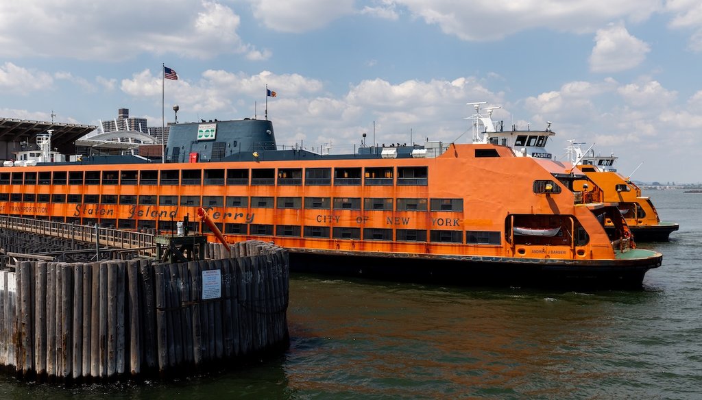 Staten Island Ferry boats at the St. George Terminal, Aug. 4, 2022, in the Staten Island borough of New York. (AP)