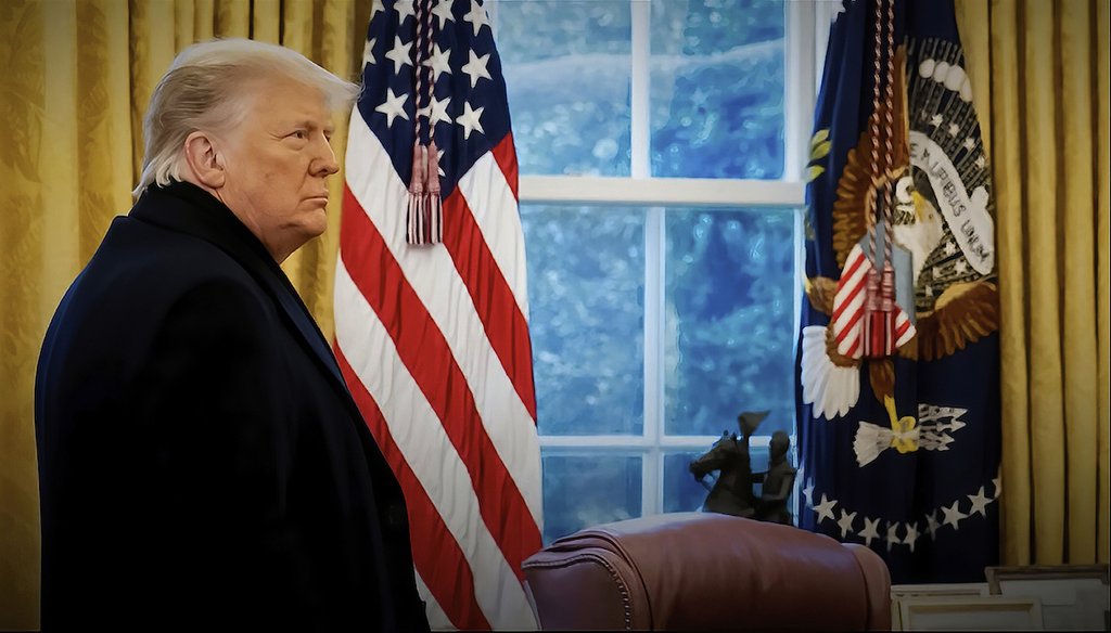 This exhibit from video released by the House Select Committee, shows a photo of then-President Donald Trump with his coat on as he returns to the Oval Office after speaking on the Ellipse on Jan. 6, 2021. (House Select Committee via AP)