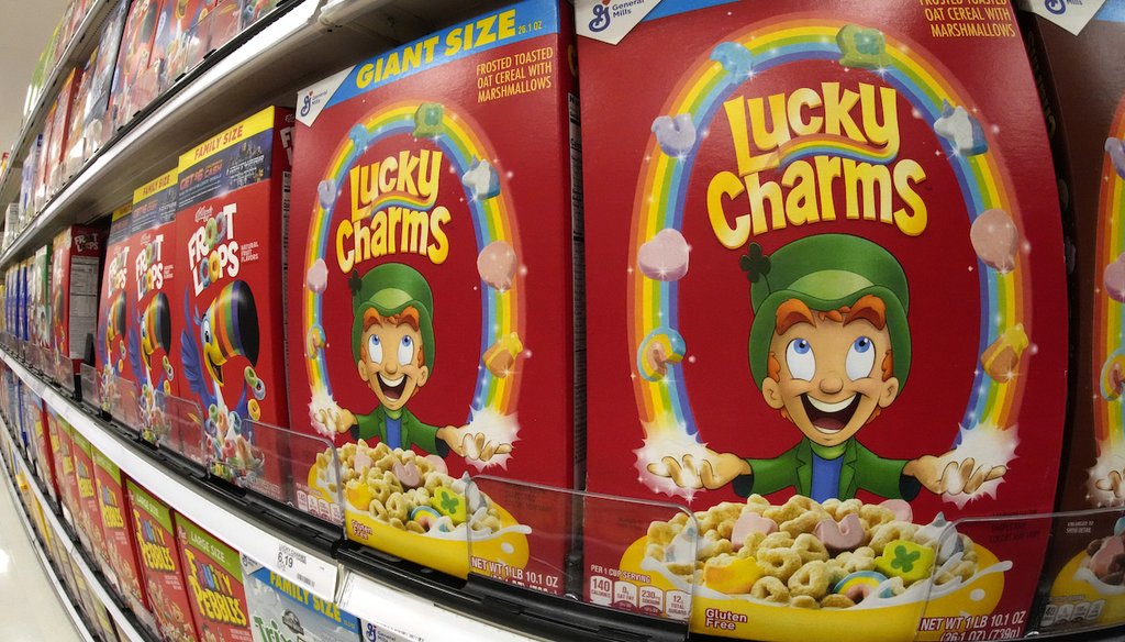 Boxes of General Mills Lucky Charms cereal are displayed in a Target store in Pittsburgh on Nov. 16, 2022. (AP)