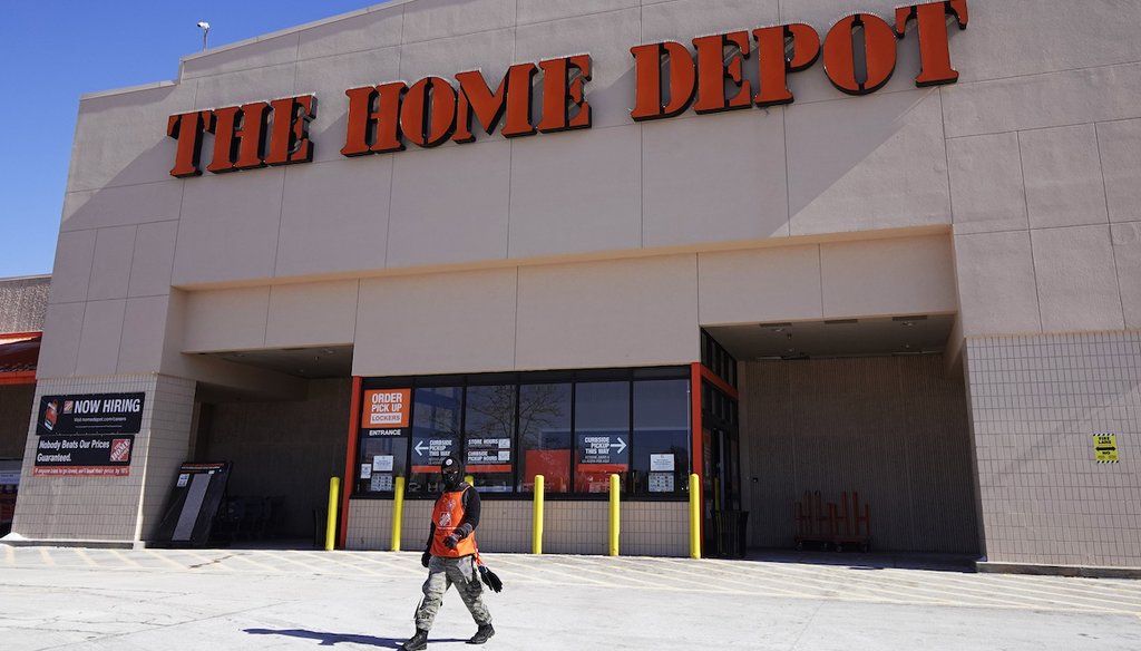A view of the exterior of the Home Depot improvement store, in Niles, Ill., Feb. 19, 2022. (AP)