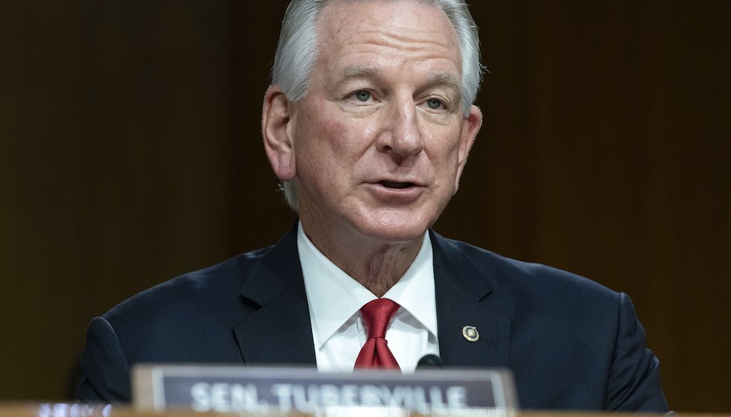 Sen. Tommy Tuberville, R-Ala., at a hearing of a Senate Agriculture, Nutrition, and Forestry subcommittee on May 2, 2023. (AP)