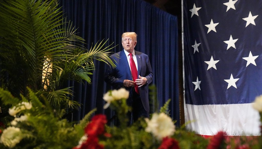 Former President Donald Trump speaks at the Georgia Republican convention, June 10, 2023, in Columbus, Ga. (AP)