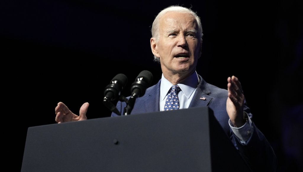 President Joe Biden speaks at the League of Conservation Voters annual capital dinner in Washington, June 14, 2023. (AP)