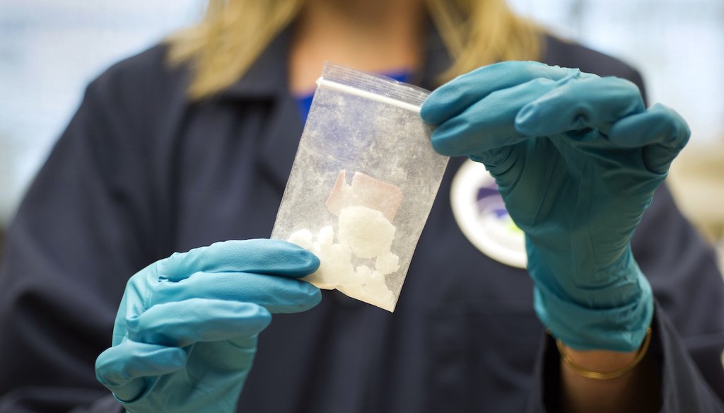 A bag of 4-fluoro isobutyryl fentanyl that was seized in a drug raid is displayed at the Drug Enforcement Administration (DEA) Special Testing and Research Laboratory in Sterling, Va., on Aug. 9, 2016. (AP)