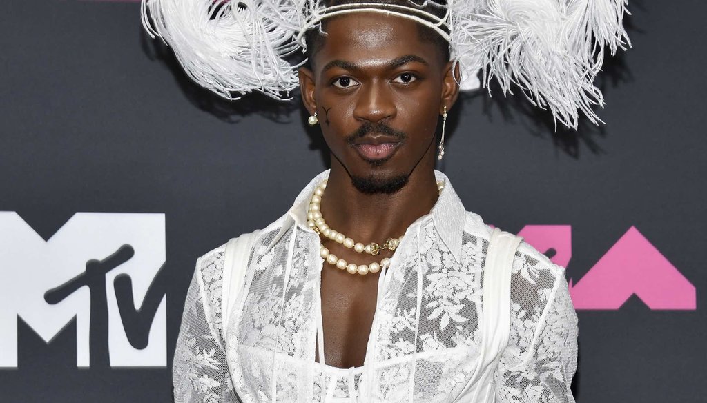 Lil Nas X poses in the press room at the MTV Video Music Awards on Tuesday, Sept. 12, 2023, at the Prudential Center in Newark, N.J. (Photo by Evan Agostini/Invision/AP)