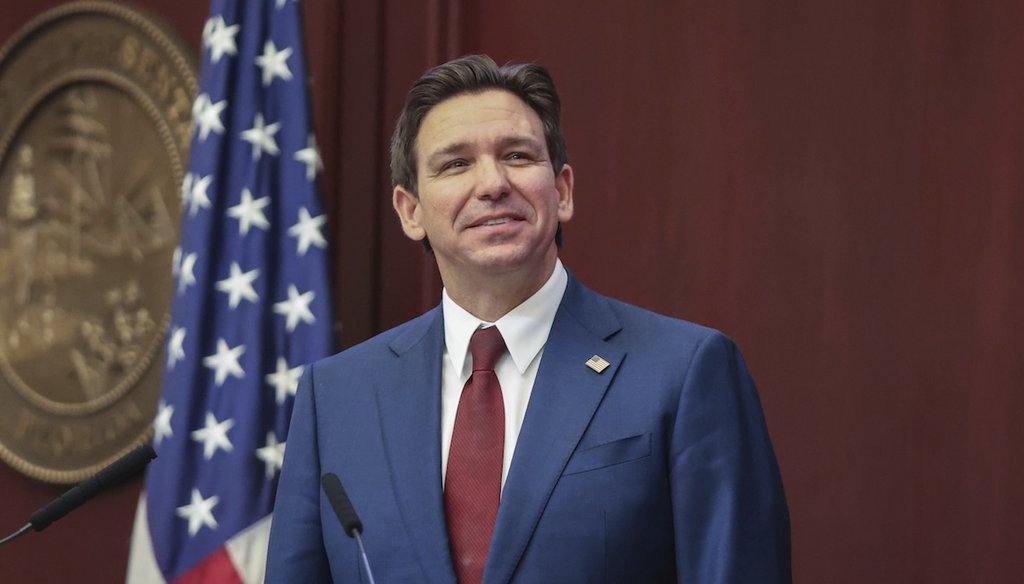 Florida Governor Ron DeSantis gives his State of the State address in Tallahassee, Fla., on Jan. 9, 2024. (AP)
