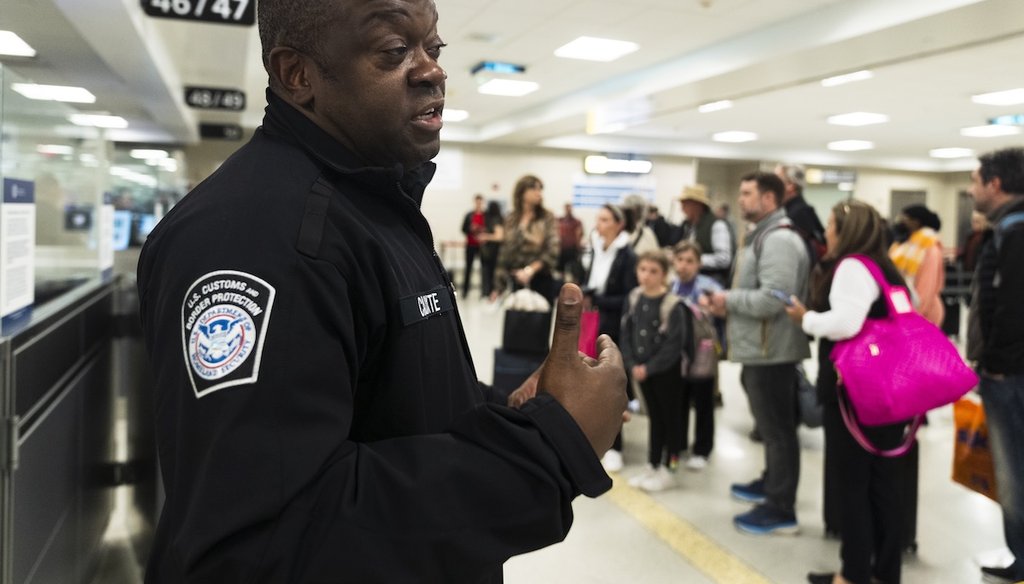 Customs Border Protection's Port of Washington Dulles Director Mark Calixte inside Washington Dulles International Airport on April 1, 2024. (AP)