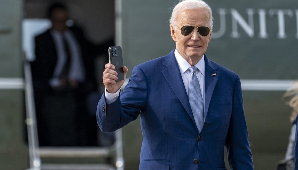 President Joe Biden waves as he walks to board Air Force One on May 9, 2024, at Andrews Air Force Base in Maryland. Biden. (AP)