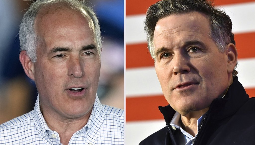 This combination of photos taken in Pennsylvania shows Sen. Bob Casey, D-Pa., left, and David McCormick, the Republican nominee for Senate in Pennsylvania. (AP)