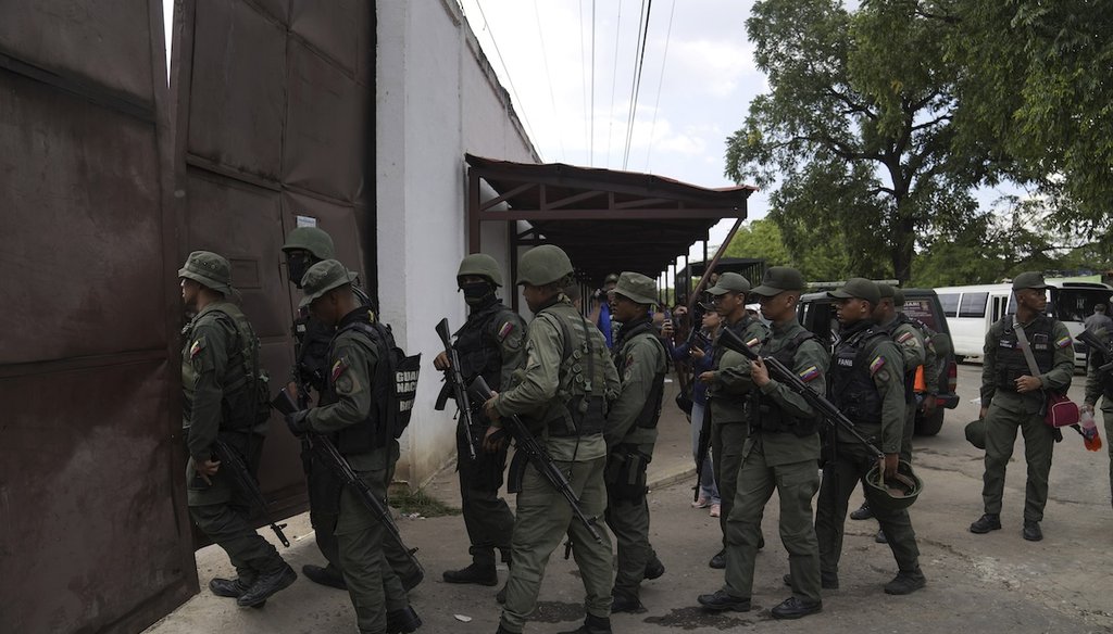 Soldiers raid the Tocorón Penitentiary Center, in Tocorón, Venezuela, Sept. 20, 2023. The Tren de Aragua gang originated at the prison. (AP)