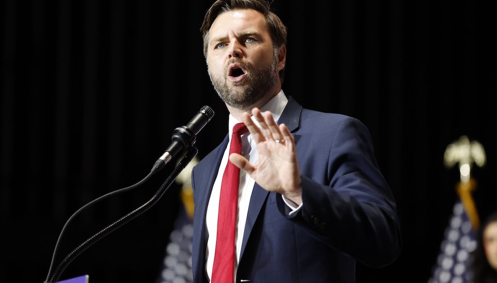 Republican vice presidential nominee JD Vance speaks at a campaign event in Charlotte, N.C., on Sept. 23, 2024. (AP)