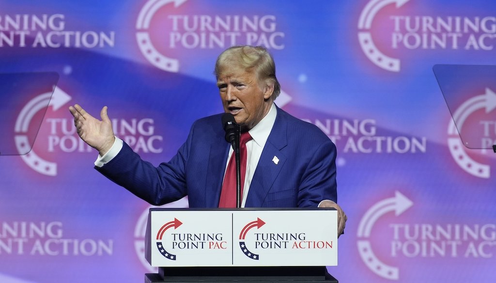 Republican presidential nominee former President Donald Trump speaks during a campaign rally at Thomas & Mack Center, Oct. 24, 2024, in Las Vegas. (AP)