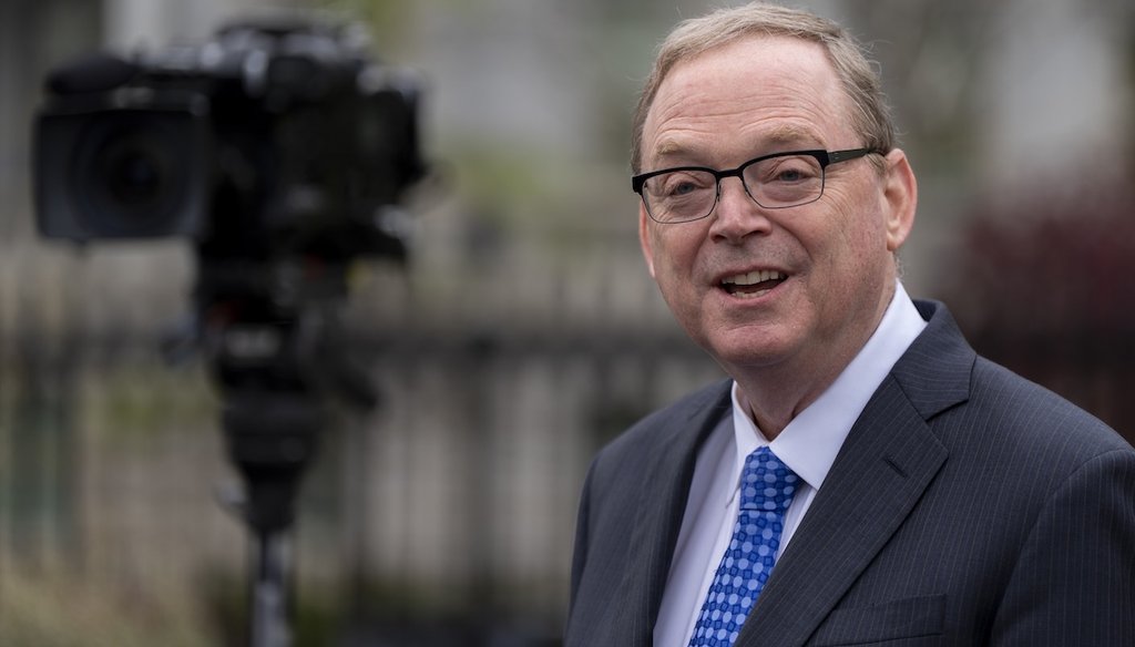 White House economic adviser Kevin Hassett speaks with reporters at the White House on April 14, 2025. (AP)
