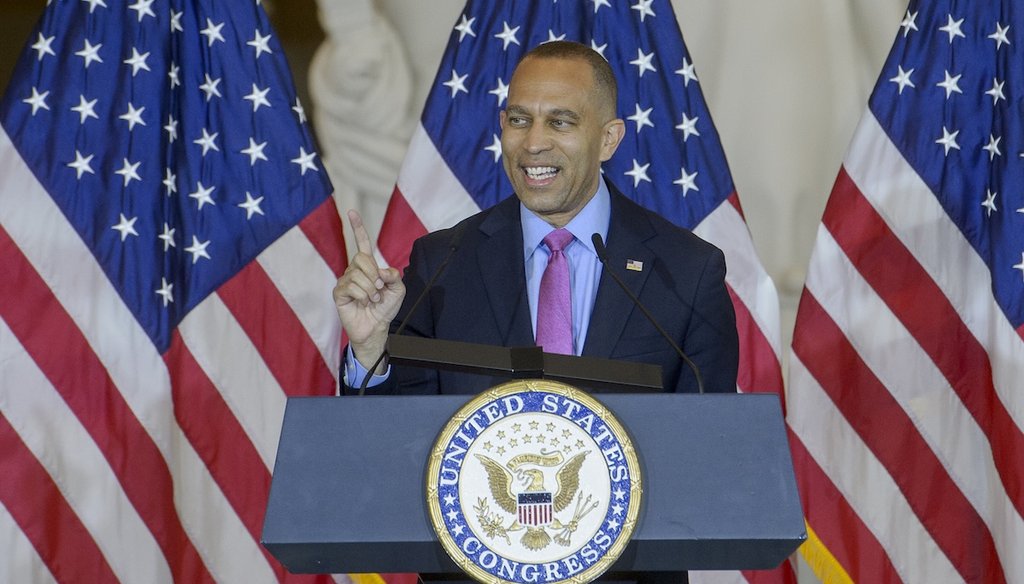 House Minority Leader Hakeem Jeffries, D-N.Y., speaks on Capitol Hill on April 29, 2025. (AP)