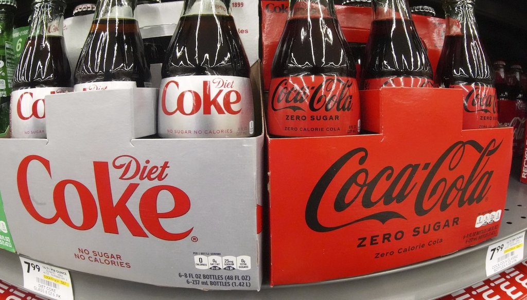 Packs of Diet Coke and Coke Zero are displayed on a market shelf in Bethel Park, Pennsylvania, Thursday, May 15, 2025. (AP)