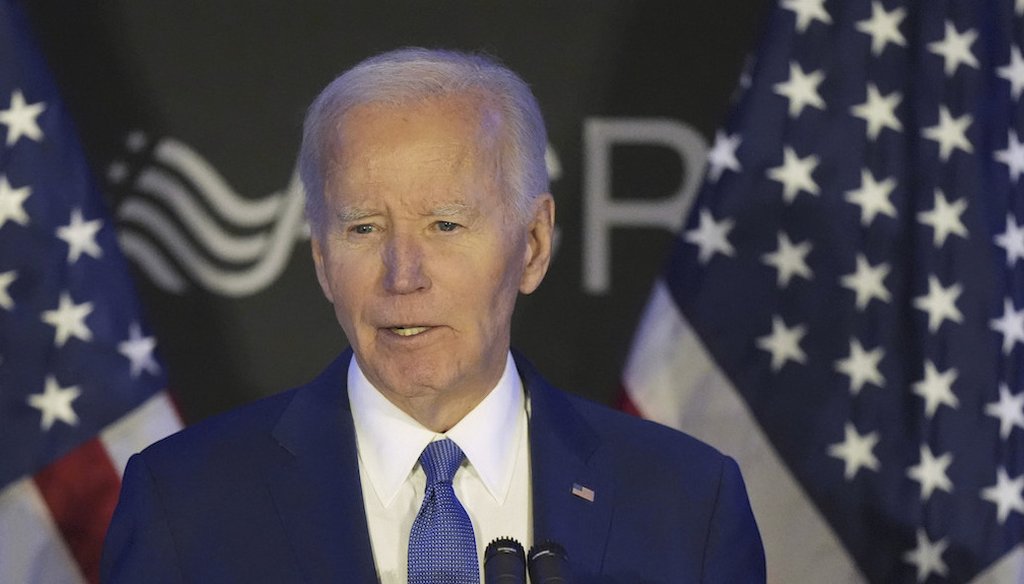 Former President Joe Biden speaks at a conference in Chicago, April 15, 2025. (AP)