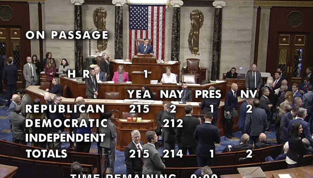 In this image from video, the House of Representatives passed President Donald Trump's big bill of tax breaks and program cuts after an all-night session on May 22, 2025. (House Television via AP)